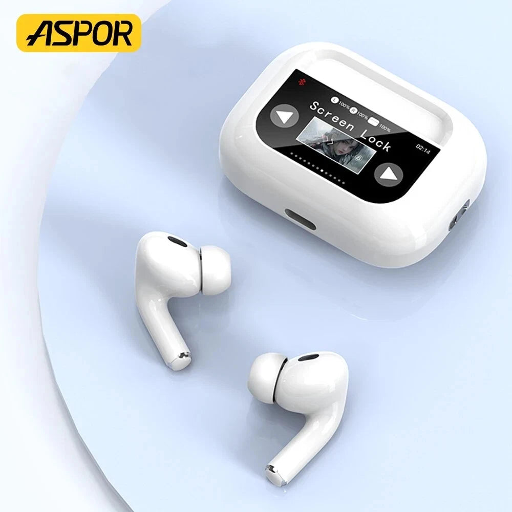 Aspor A629 5.3 Bluetooth Headphones Wireless Earbuds with Touch Screen & ANC